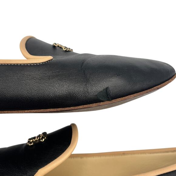 Chanel CC Chain Lambskin Leather Flat Loafers Slippers Black 40 / 9.5 - Picture 5 of 11